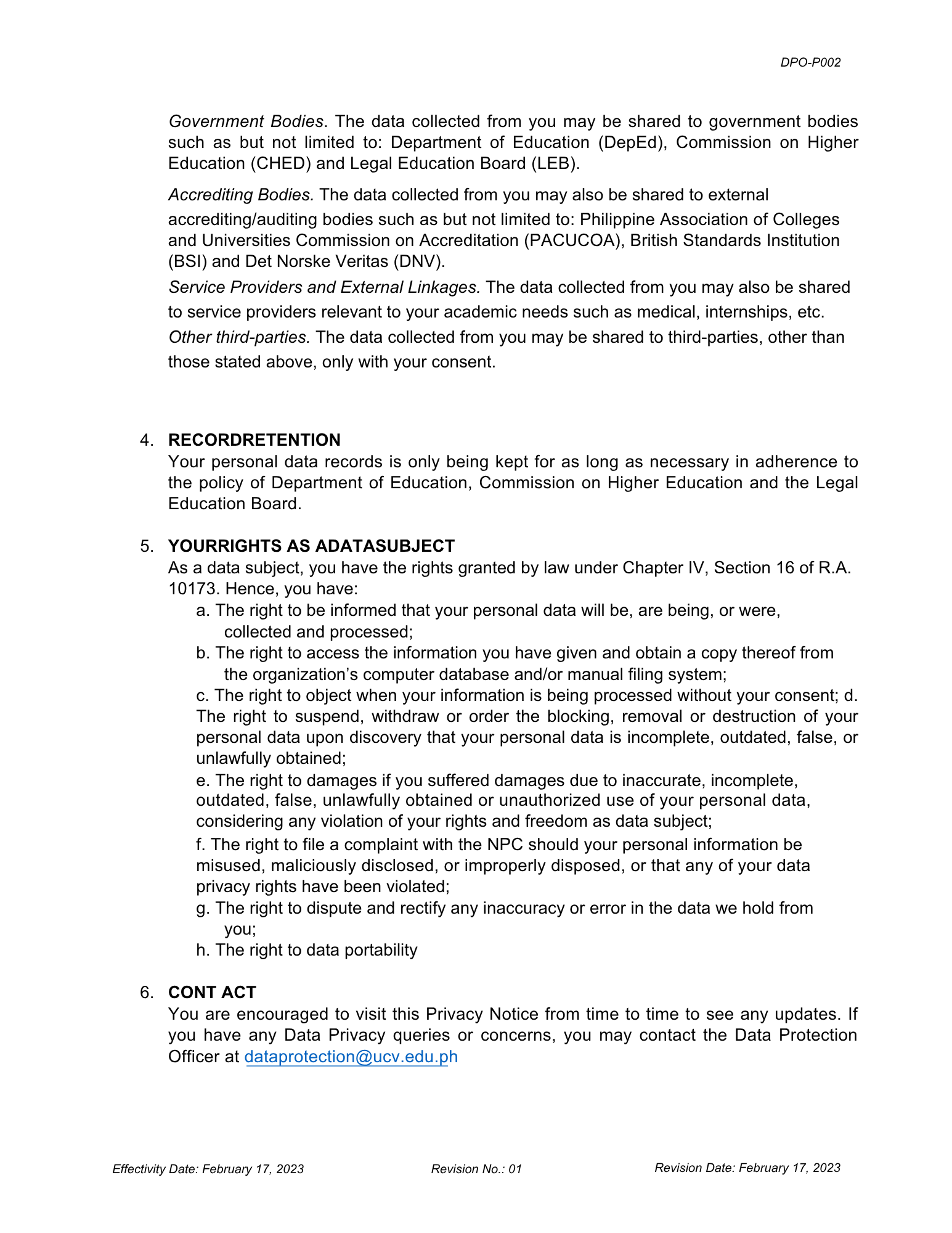 Privacy Notice Page 2